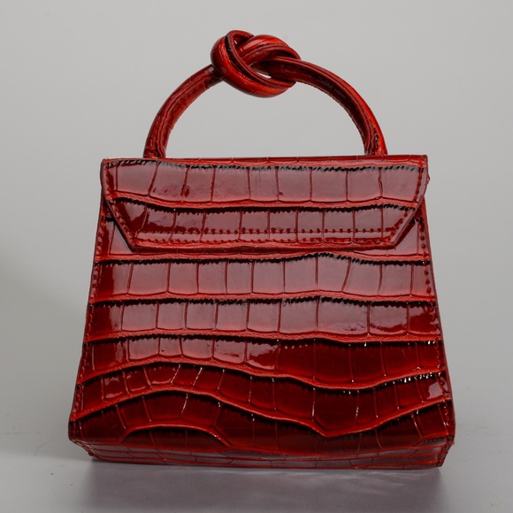 Red Croc-Embossed Handbag - Picture 2 of 3